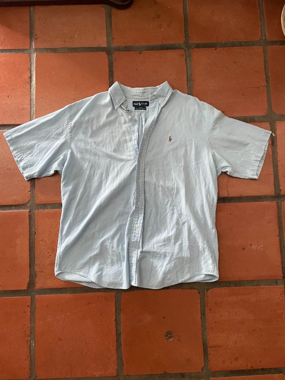 VTG Polo Ralph Lauren Blake Shirt Mens Large Blue Short Sleeve Button Up
